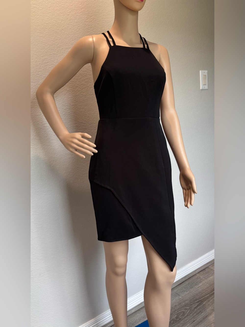 Express Black Asymmetrical Halter Sheath Dress - Picture 6 of 13